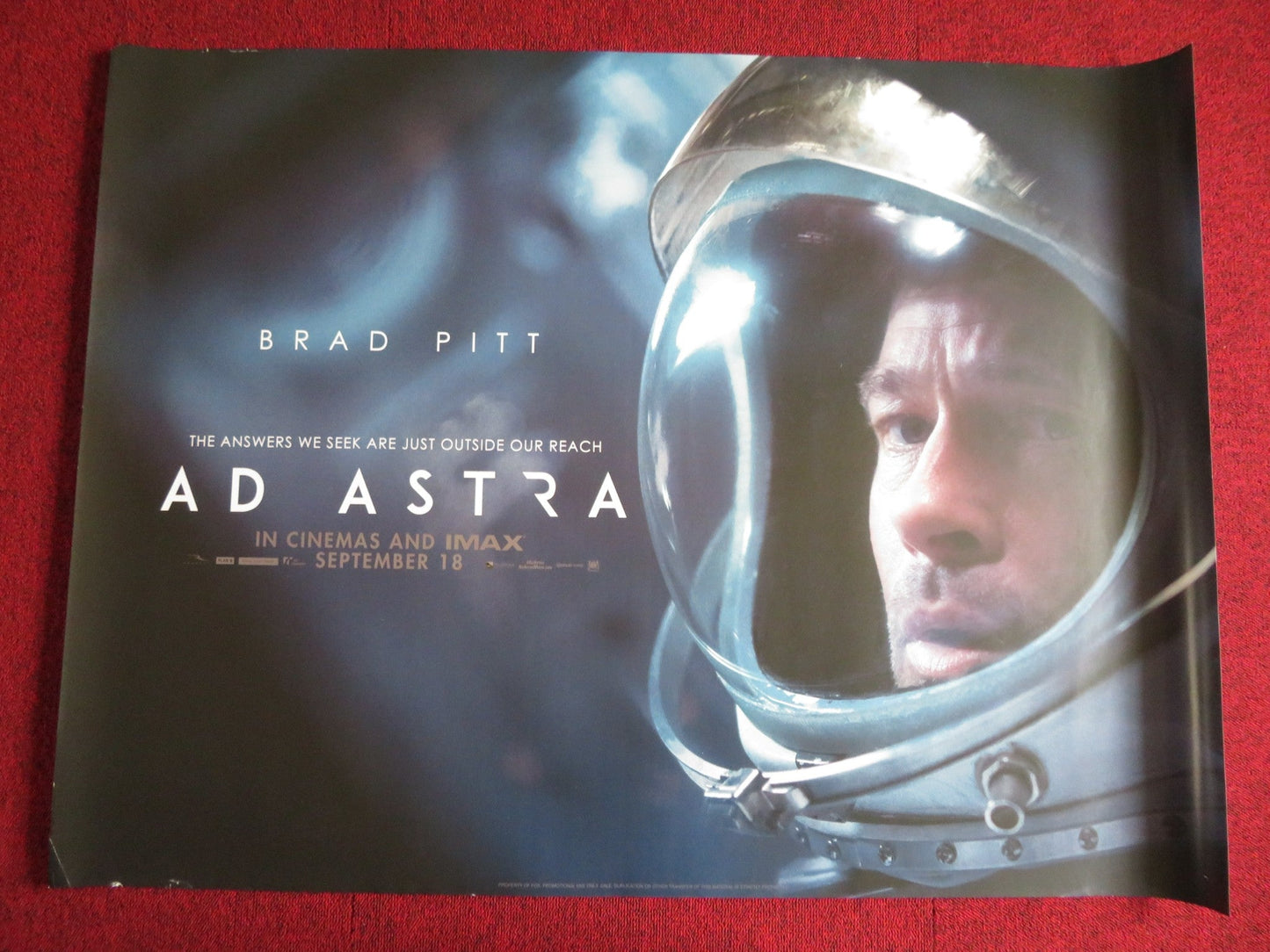 AD ASTRA UK QUAD (30"x 40") ROLLED POSTER BRAD PITT 2019 - Rendezvous Cinema