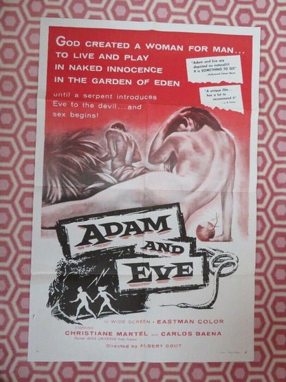 ADAM AND EVE US ONE SHEET POSTER ALBERT GOUT CARLOS BAENA 1956 - Rendezvous Cinema