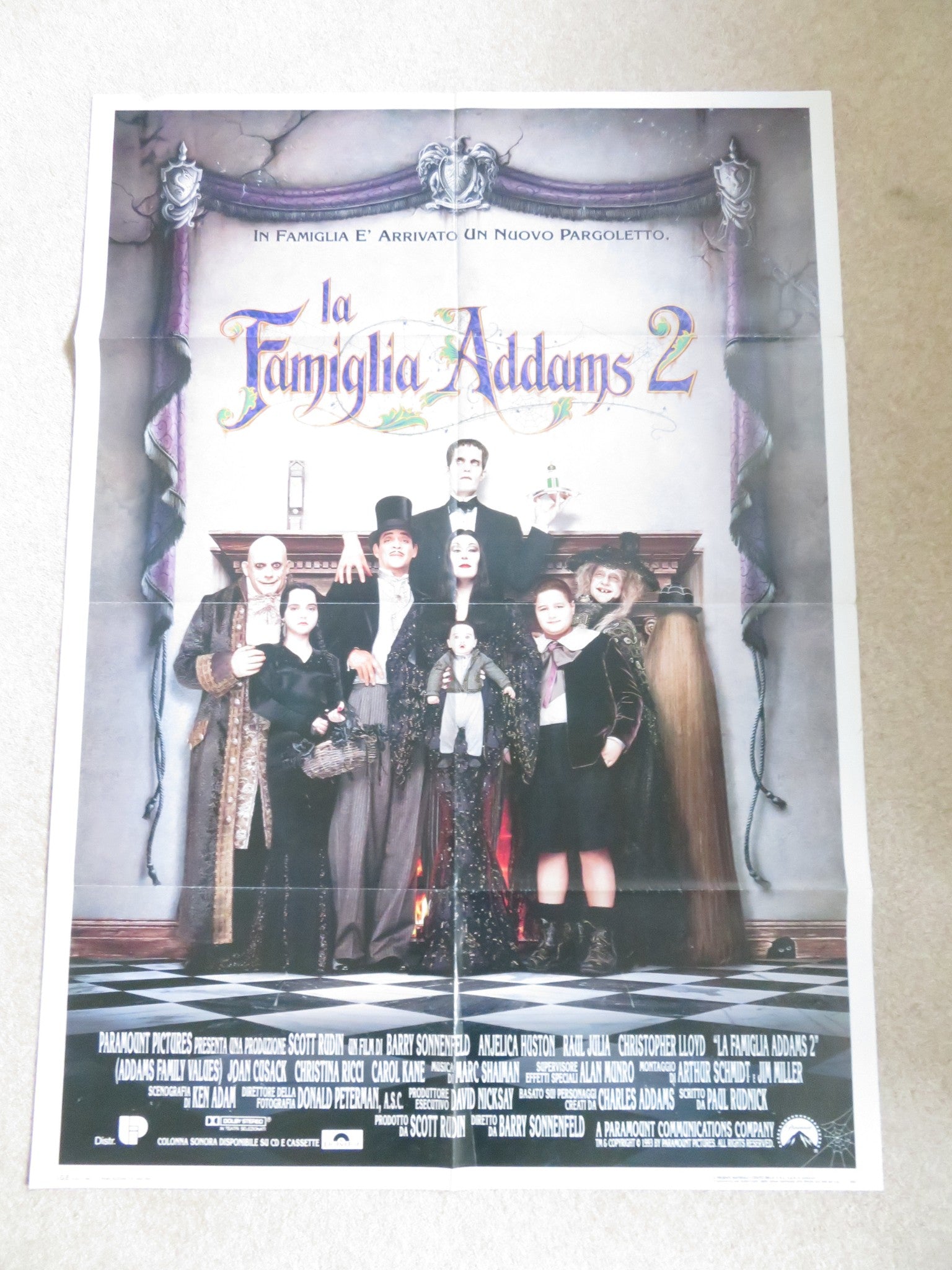 ADDAMS FAMILY VALUES ITALIAN 2 FOGLIO POSTER RAUL JULIA ANJELICA HUSTON 1993 - Rendezvous Cinema