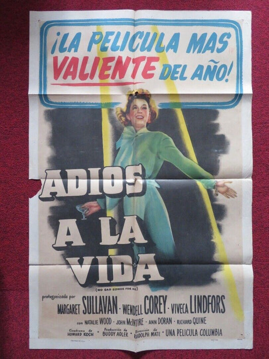 ADIOS A LA VIDA / NO SAD SONGS FOR ME MEXICO ONE SHEET FOLDED POSTER 1950 - Rendezvous Cinema