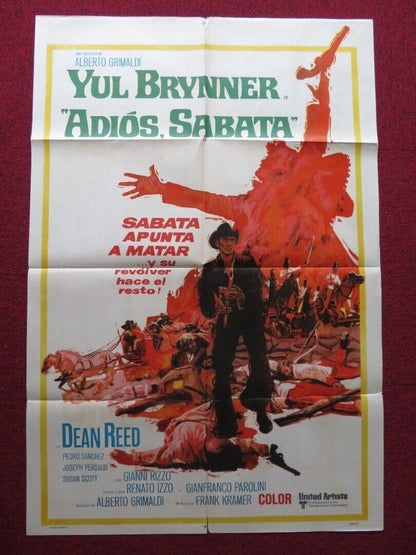 ADIOS, SABATA FOLDED ARGENTINA ONE SHEET POSTER YUL BRYNNER DEAN REED 1970 - Rendezvous Cinema