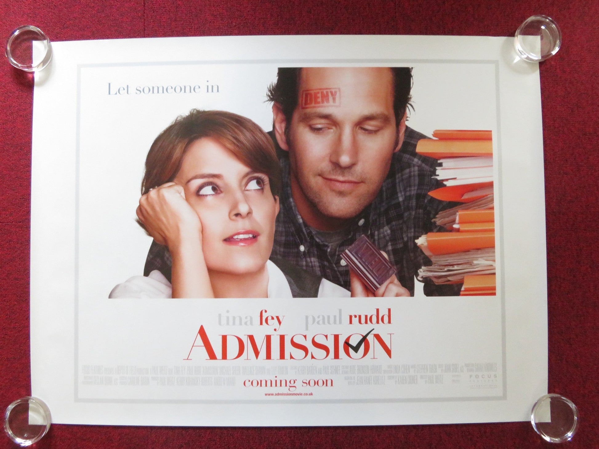 ADMISSION UK QUAD ROLLED POSTER PAUL RUDD TINA FEY 2013 - Rendezvous Cinema