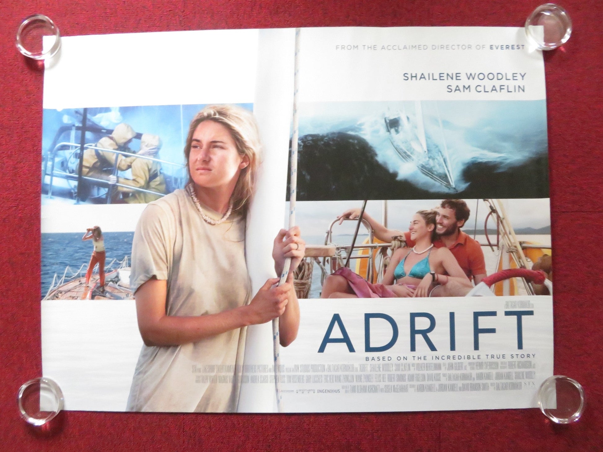 ADRIFT UK QUAD (30"x 40") ROLLED POSTER SHAILENE WOODLEY SAM CLAFLIN 2018 - Rendezvous Cinema