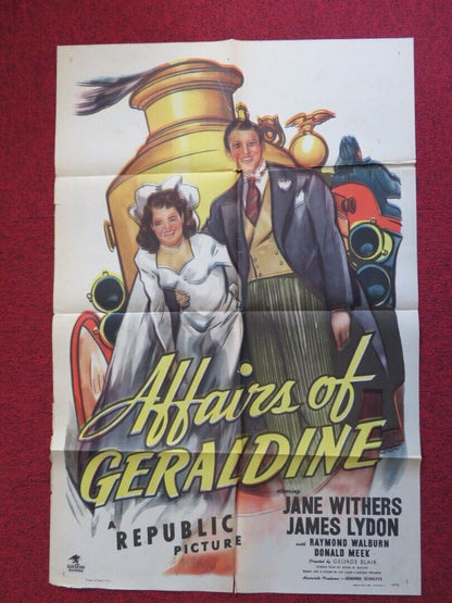 AFFAIRS OF GERALDINE FOLDED US ONE SHEET POSTER JANE WITHERS JAMES LYDON 1946 - Rendezvous Cinema