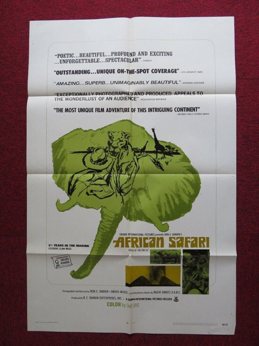 AFRICAN SAFARI / RIVERS OF FIRE AND ICE FOLDED U.S ONE SHEET POSTER MICHAEL RYE - Rendezvous Cinema