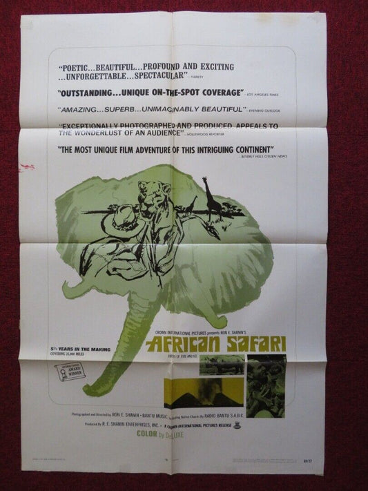 AFRICAN SAFARI/RIVERS OF FIRE AND ICE FOLDED US ONE SHEET POSTER MICHAEL RYE '69 - Rendezvous Cinema