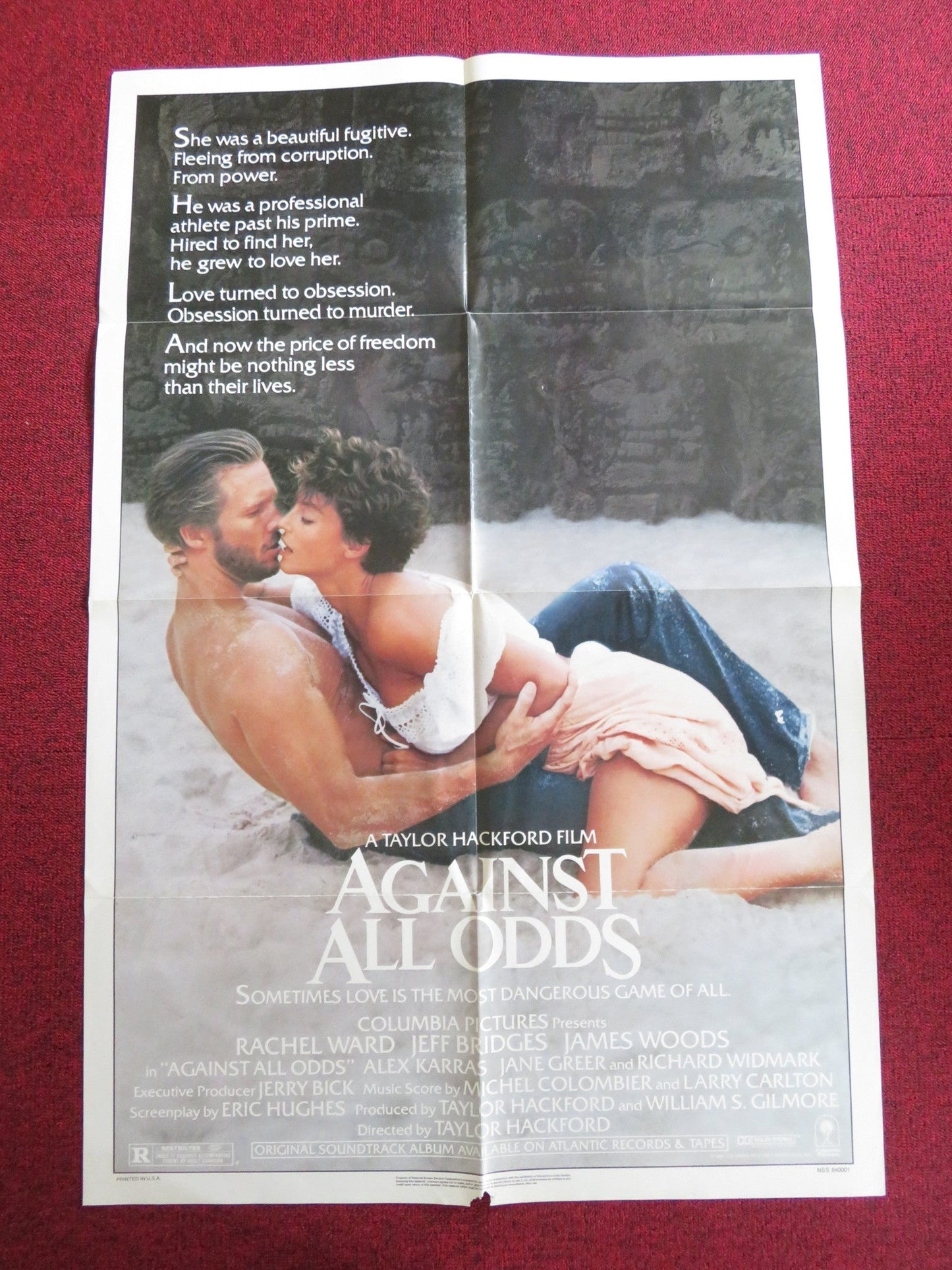 AGAINST ALL ODDS - B FOLDED US ONE SHEET POSTER RACHEL WARD JEFF BRIDGES 1984 - Rendezvous Cinema