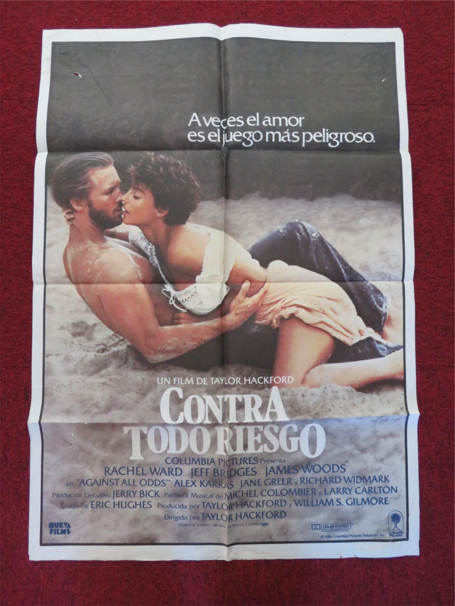 AGAINST ALL ODDS FOLDED SPANISH POSTER RACHEL WARD JEFF BRIDGES 1984 - Rendezvous Cinema