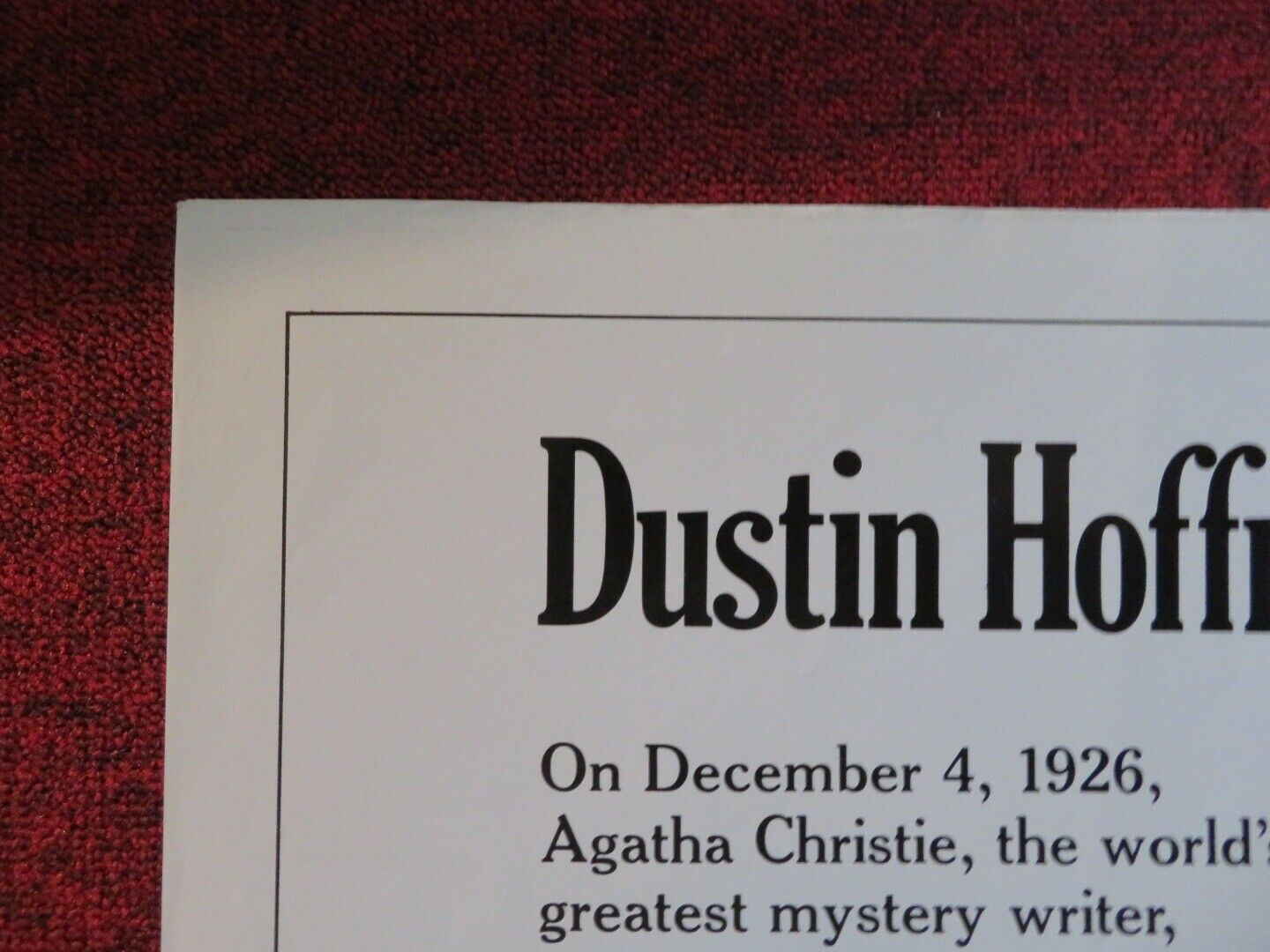 AGATHA FOLDED US ONE SHEET POSTER DUSTIN HOFFMAN VANESSA REDGRAVE 1979 - Rendezvous Cinema