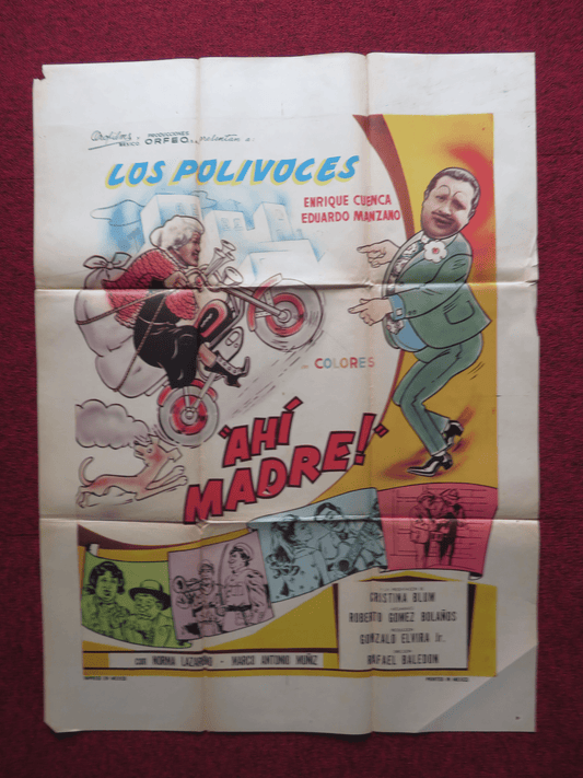 AHI MADRE ! FOLDED MEXICAN POSTER ENRIQUE CUENCA EDUARDO MANZANO 1970 - Rendezvous Cinema