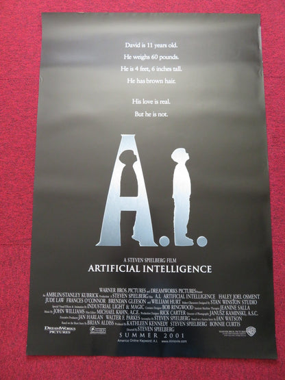 A.I. ARTIFICAL INTELLIGENCE US ONE SHEET ROLLED POSTER HALEY JOEL OSMENT J. LAW - Rendezvous Cinema