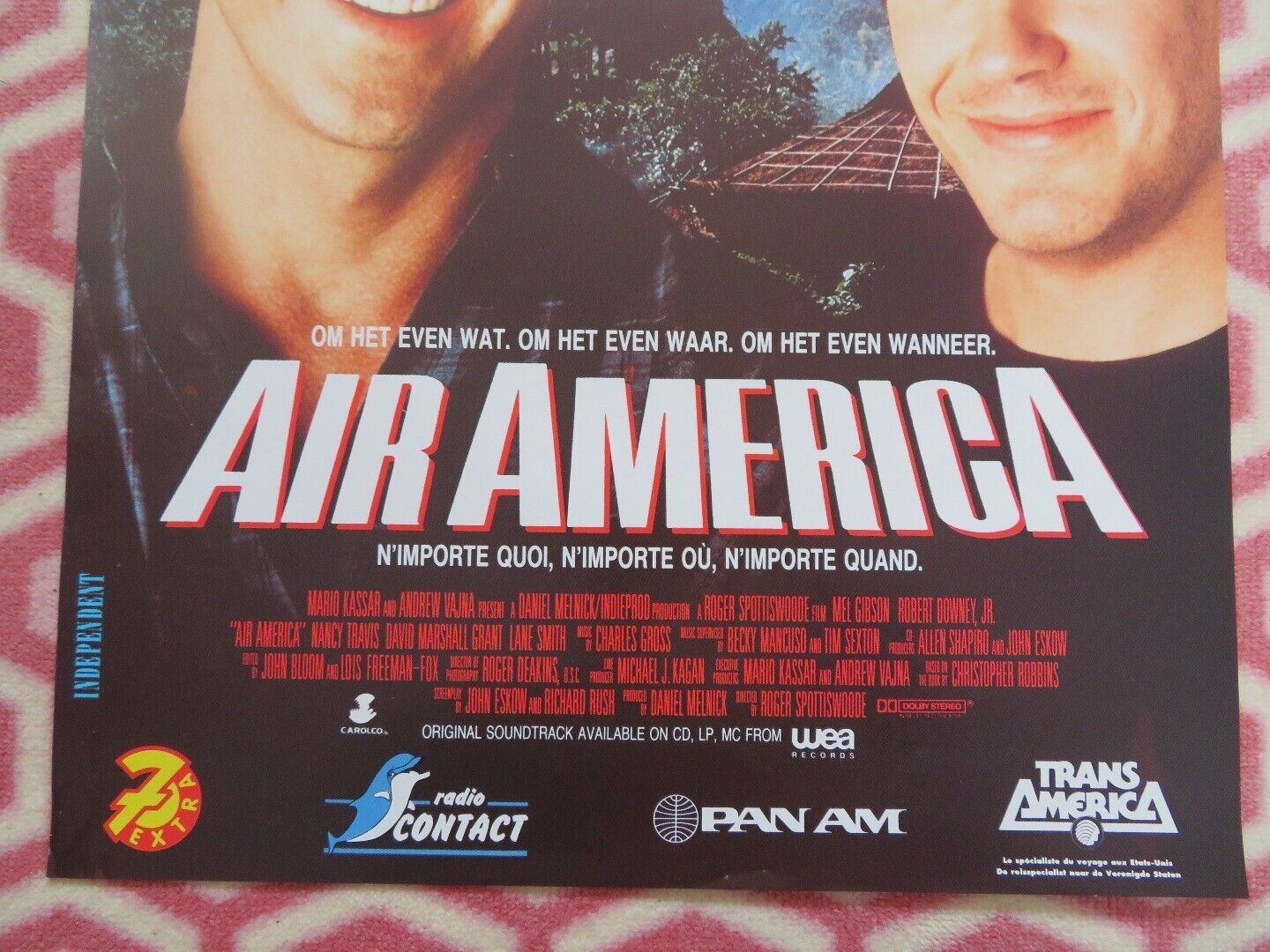 AIR AMERICA BELGIUM (23"x 15") POSTER MEL GIBSON ROBERT DOWNEY, JR. 1990 - Rendezvous Cinema