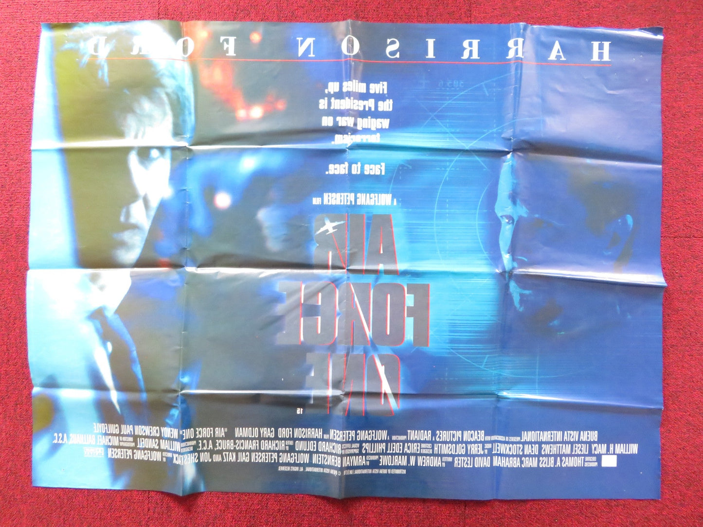 AIR FORCE ONE UK QUAD POSTER FOLDED HARRISON FORD GARY OLDMAN 1997 - Rendezvous Cinema