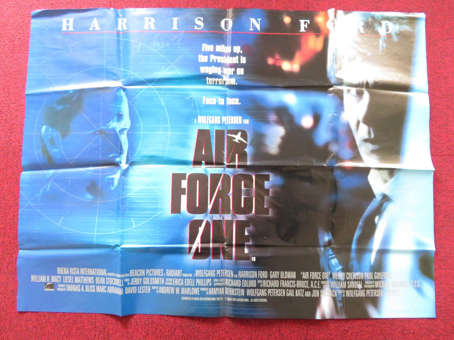 AIR FORCE ONE UK QUAD POSTER FOLDED HARRISON FORD GARY OLDMAN 1997 - Rendezvous Cinema