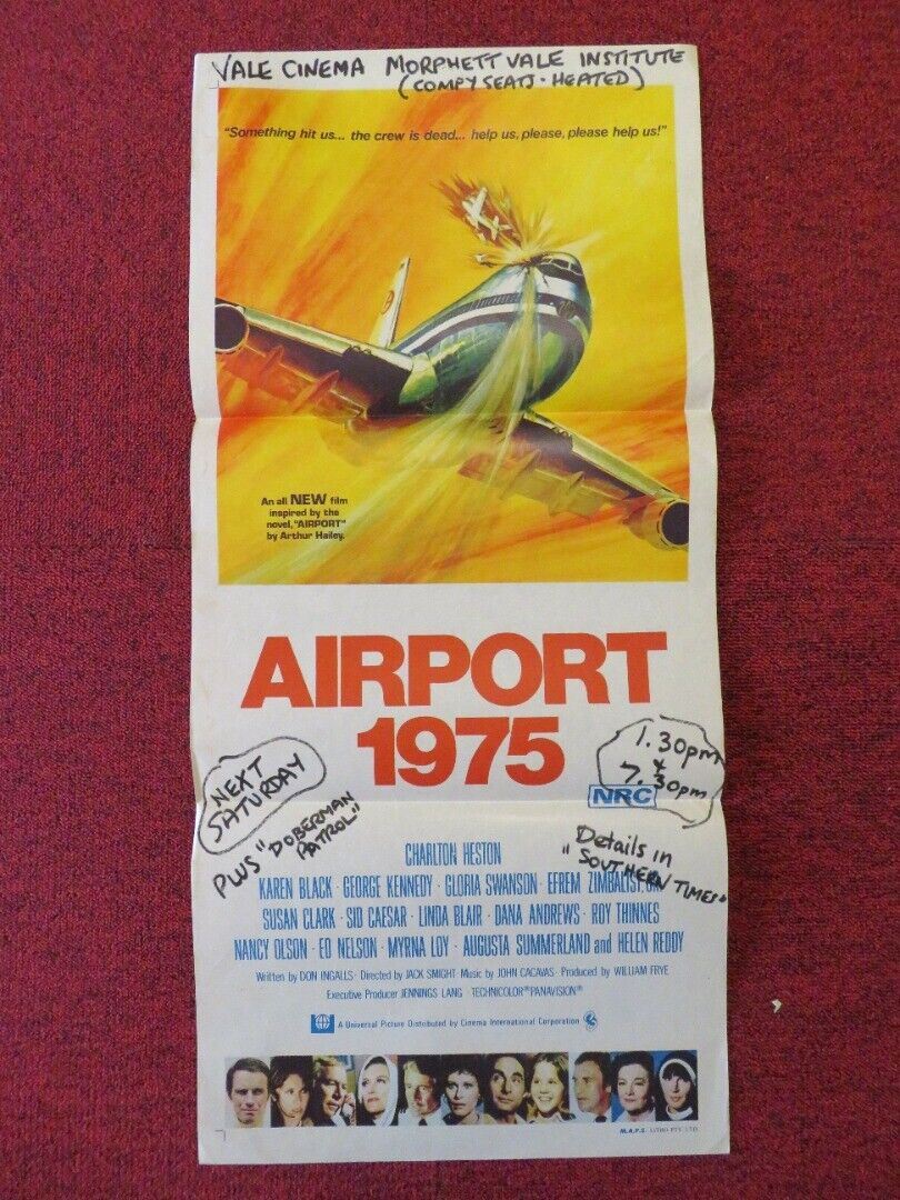 AIRPORT 1975 FOLDED AUSTRALIAN DAYBILL POSTER CHARLTON HESTON KAREN BLACK 1974 - Rendezvous Cinema