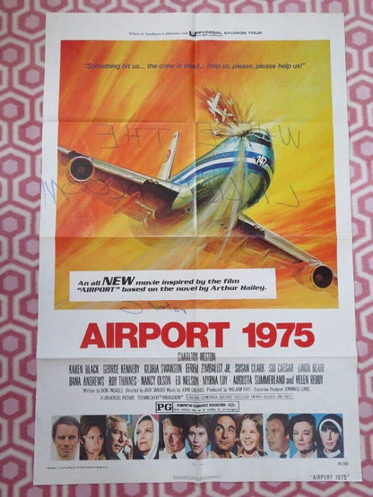 AIRPORT 1975 FOLDED US ONE SHEET POSTER CHARLTON HESTON KAREN BLACK 1974 - Rendezvous Cinema