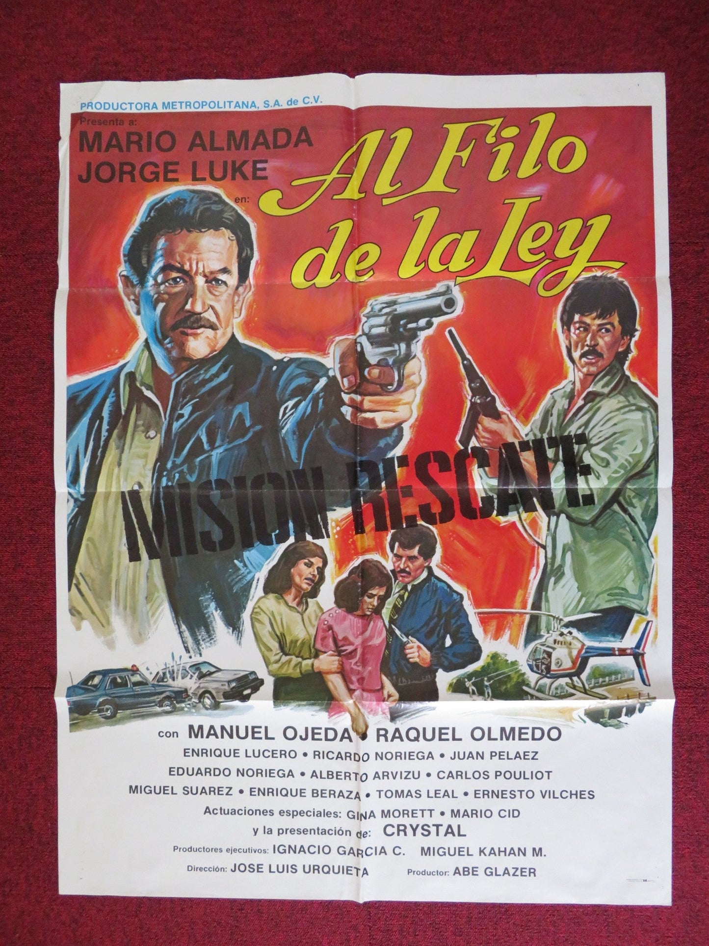 AL FILO DE LA LEY: MISION RESCATE FOLDED MEXICAN POSTER MARIO ALMADA LUKE 1986 - Rendezvous Cinema