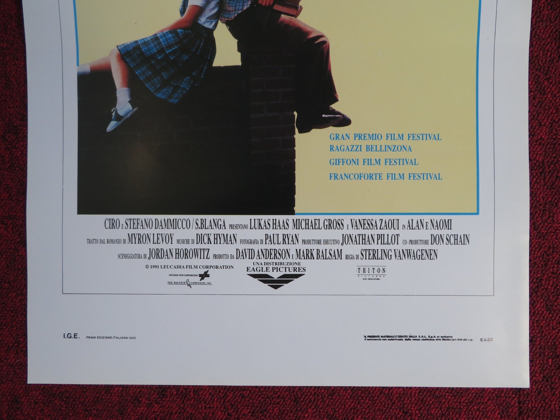 ALAN & NAOMI ITALIAN LOCANDINA POSTER LUKAS HAAS VANESSA ZAOUI 1992 - Rendezvous Cinema