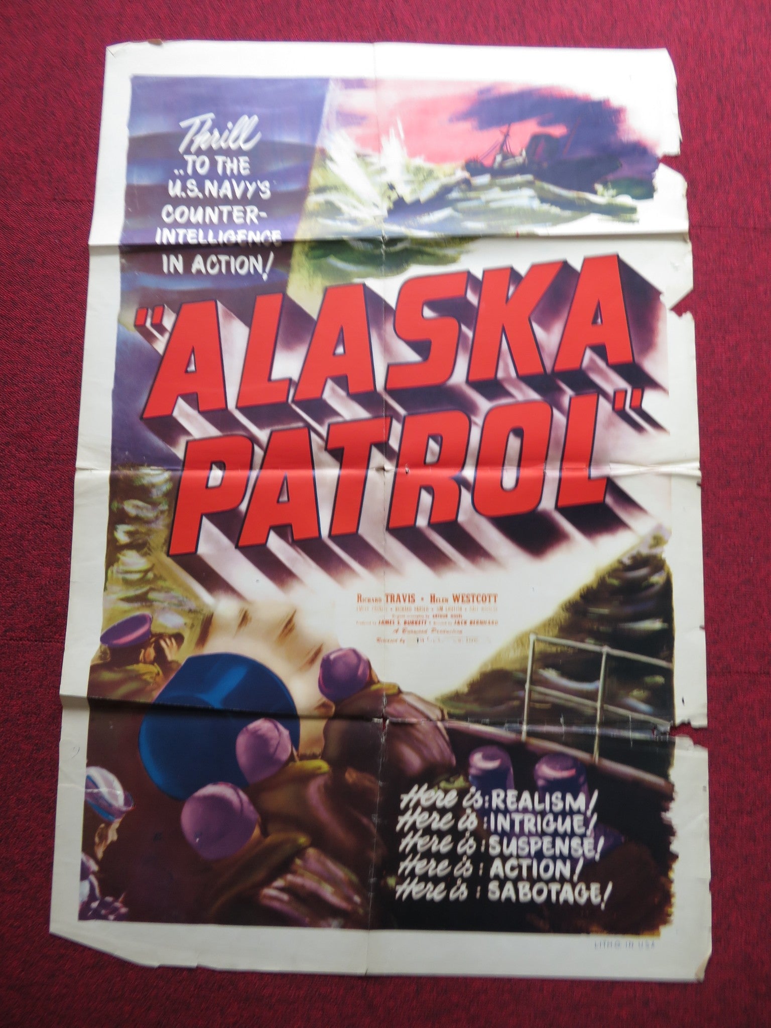 ALASKA PATROL FOLDED US ONE SHEET POSTER RICHARD TRAVIS HELEN WESTCOTT 1949 - Rendezvous Cinema