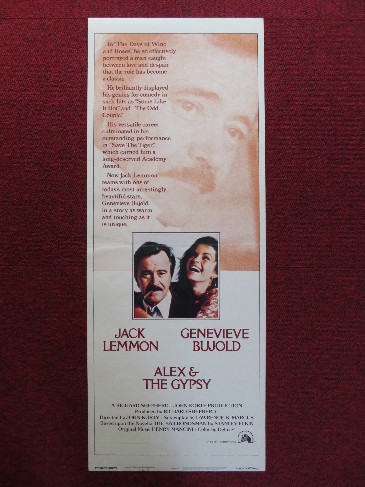 ALEX & THE GYPSY - STYLE A US INSERT (14"x 36") POSTER JACK LEMMON 1976 - Rendezvous Cinema