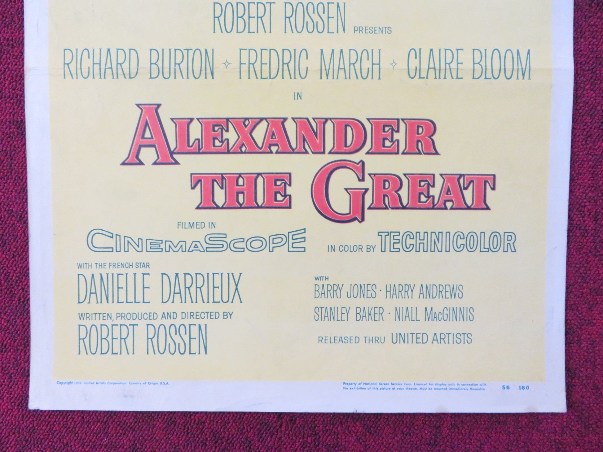 ALEXANDER THE GREAT US INSERT (14"x 36") POSTER RICHARD BURTON F. MARCH 1956 - Rendezvous Cinema