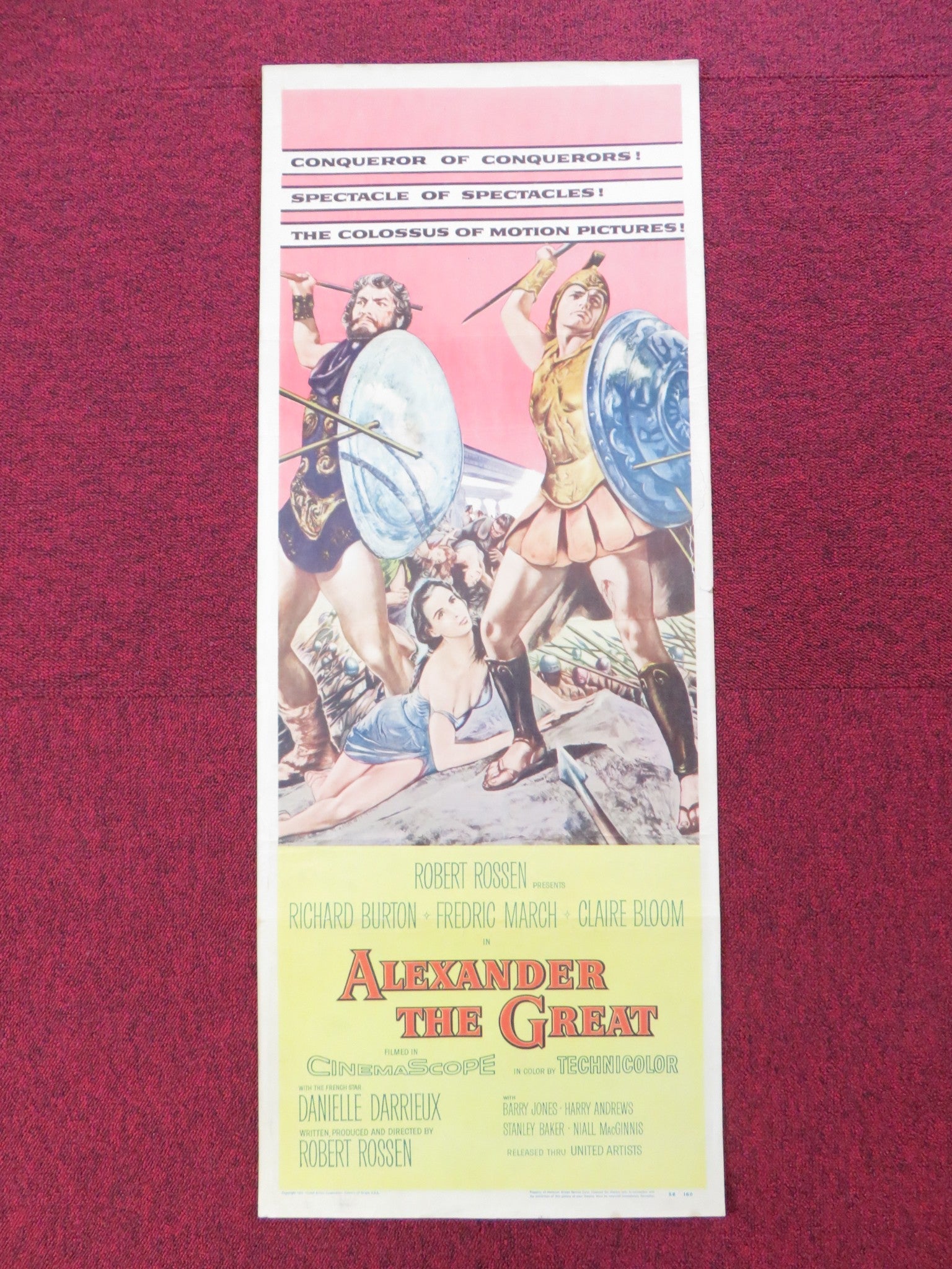 ALEXANDER THE GREAT US INSERT (14"x 36") POSTER RICHARD BURTON F. MARCH 1956 - Rendezvous Cinema