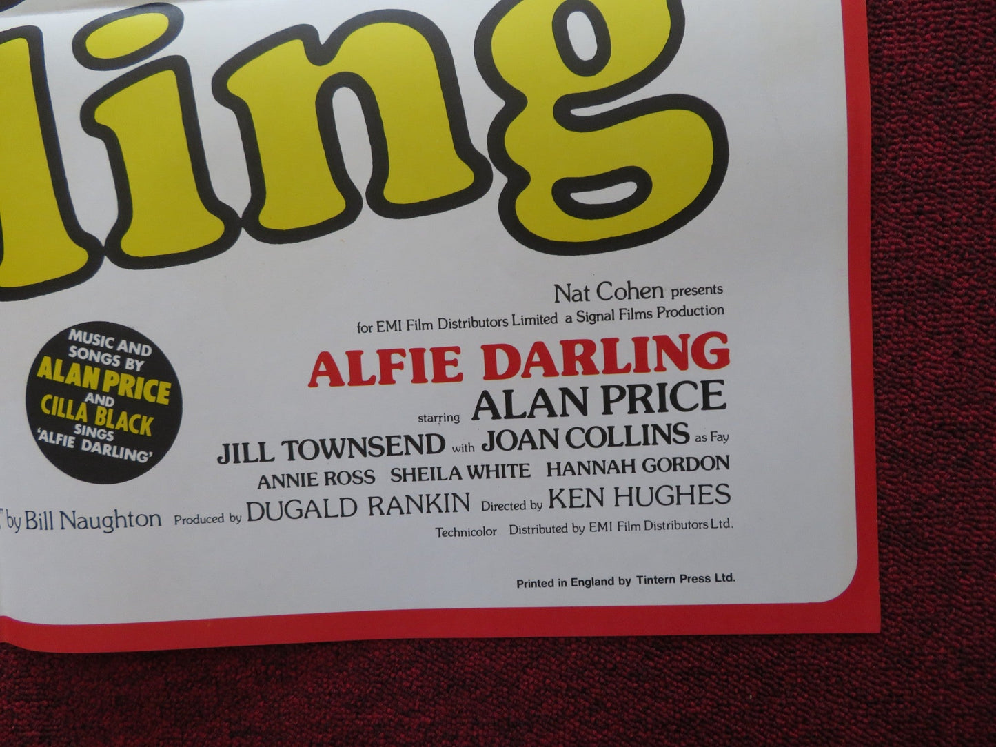 ALFIE DARLING FOLDED US ONE SHEET POSTER ALAN PRICE JILL TOWNSEND 1975 - Rendezvous Cinema