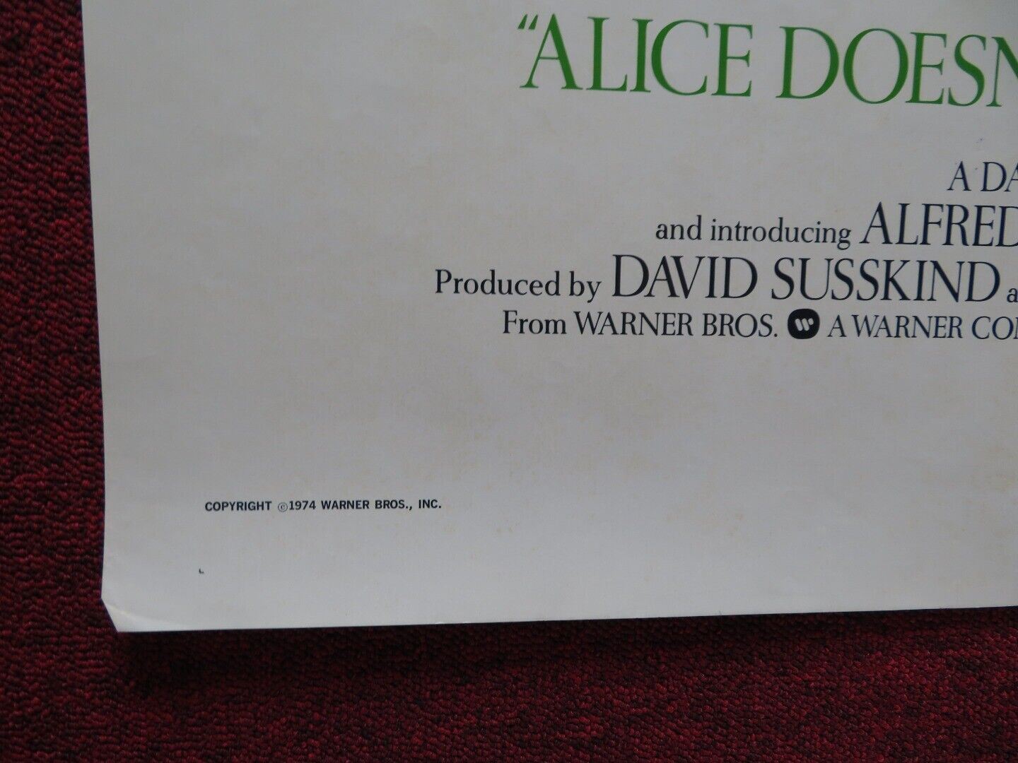 ALICE DOESN'T LIVE HERE ANYMORE FOLDED US ONE SHEET POSTER MARTIN SCORSESE 1974 - Rendezvous Cinema