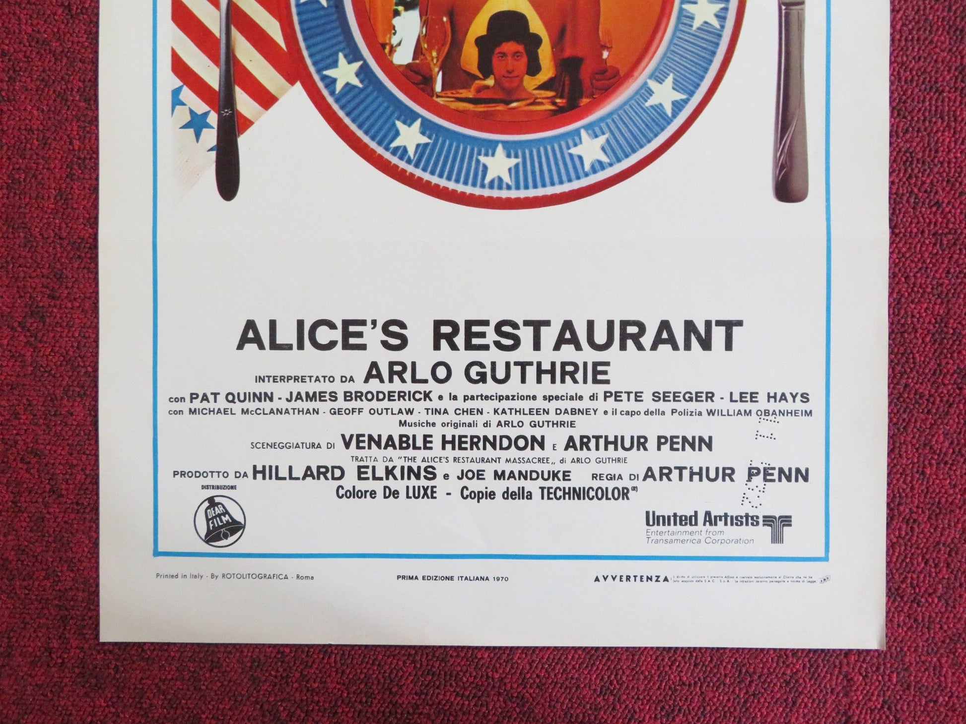 ALICE'S RESTAURANT ITALIAN LOCANDINA POSTER ARLO GUTHRIE PAT QUINN 1970 - Rendezvous Cinema