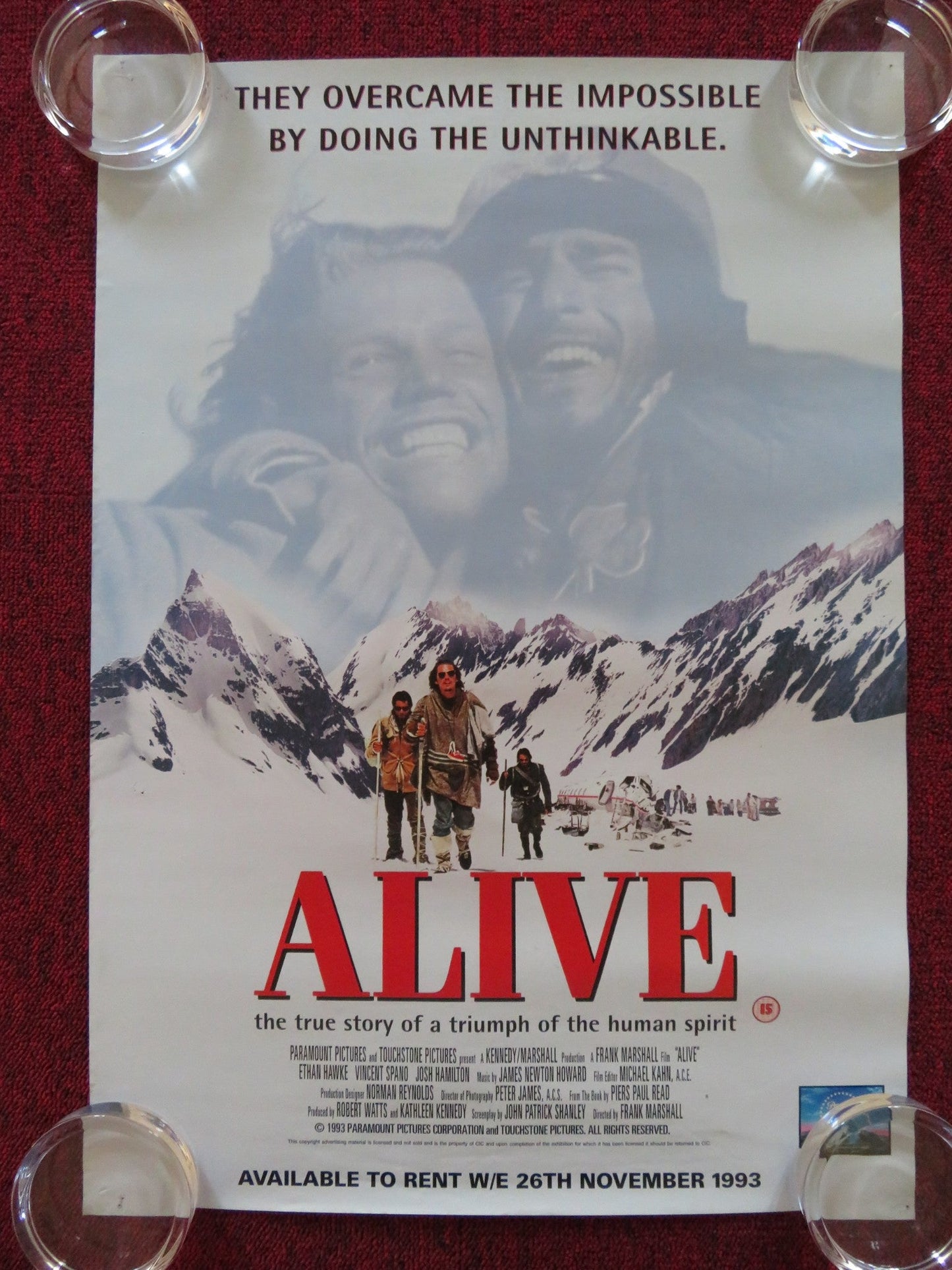 ALIVE VHS VIDEO POSTER ETHAN HAWKE VINCENT SPANO 1993 - Rendezvous Cinema