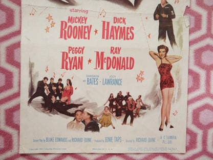 ALL ASHORE US INSERT (14"x 36") POSTER MICKEY ROONEY DICK HAYMES 1953 - Rendezvous Cinema