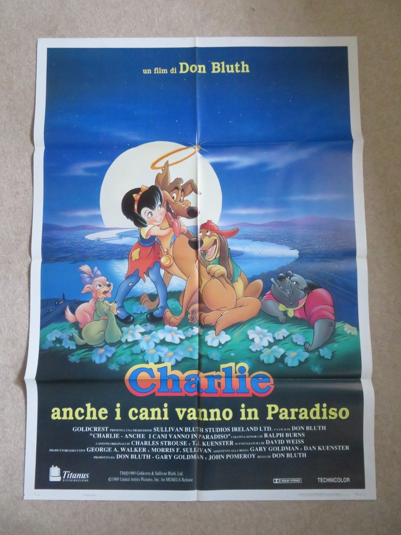 ALL DOGS GO TO HEAVEN ITALIAN 2 FOGLIO POSTER LONI ANDERSON JUDITH BARSI 1989 - Rendezvous Cinema