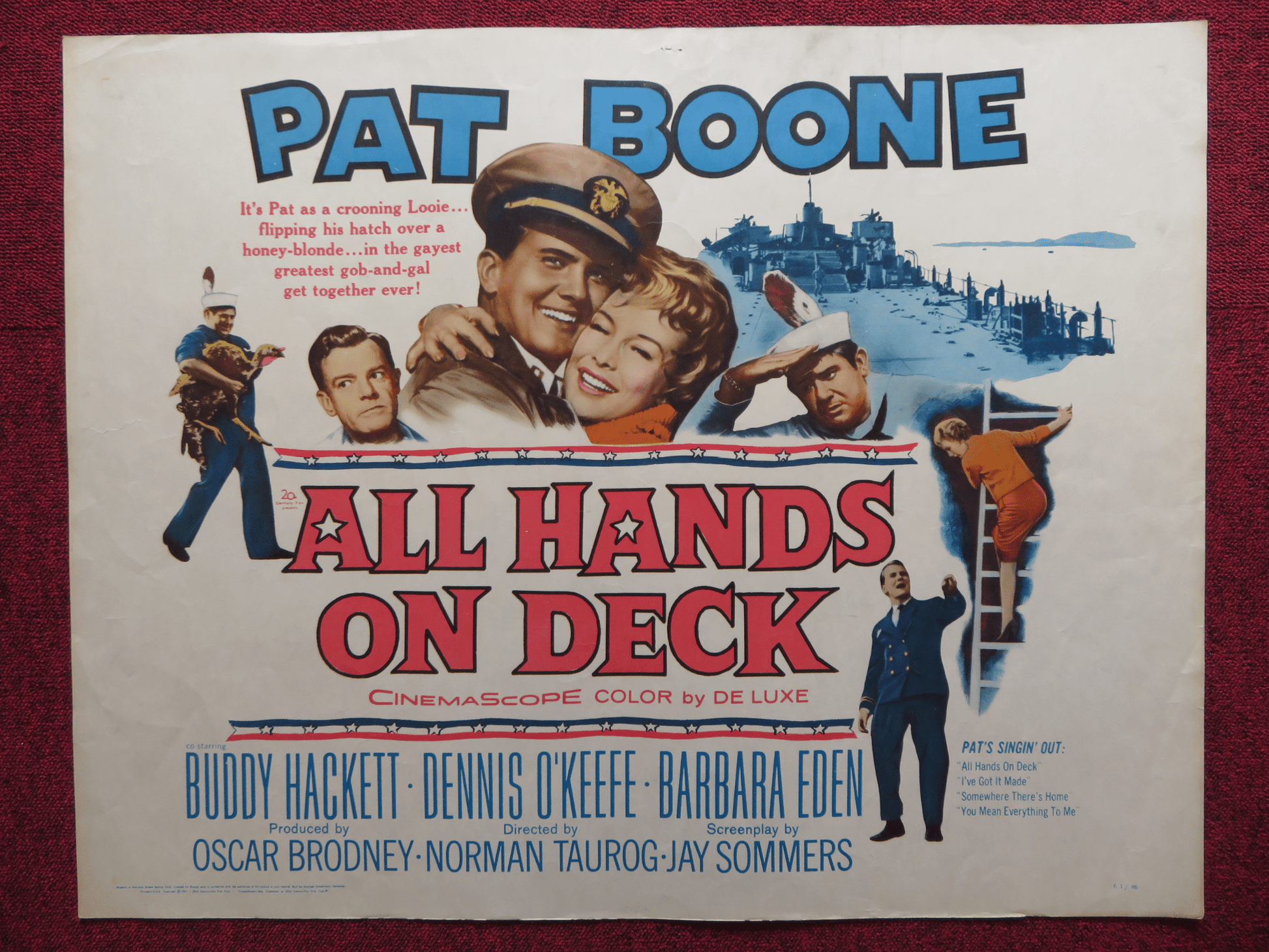 ALL HANDS ON DECK US HALF SHEET (22"x 28") POSTER PAT BOONE BUDDY HACKETT 1961 - Rendezvous Cinema