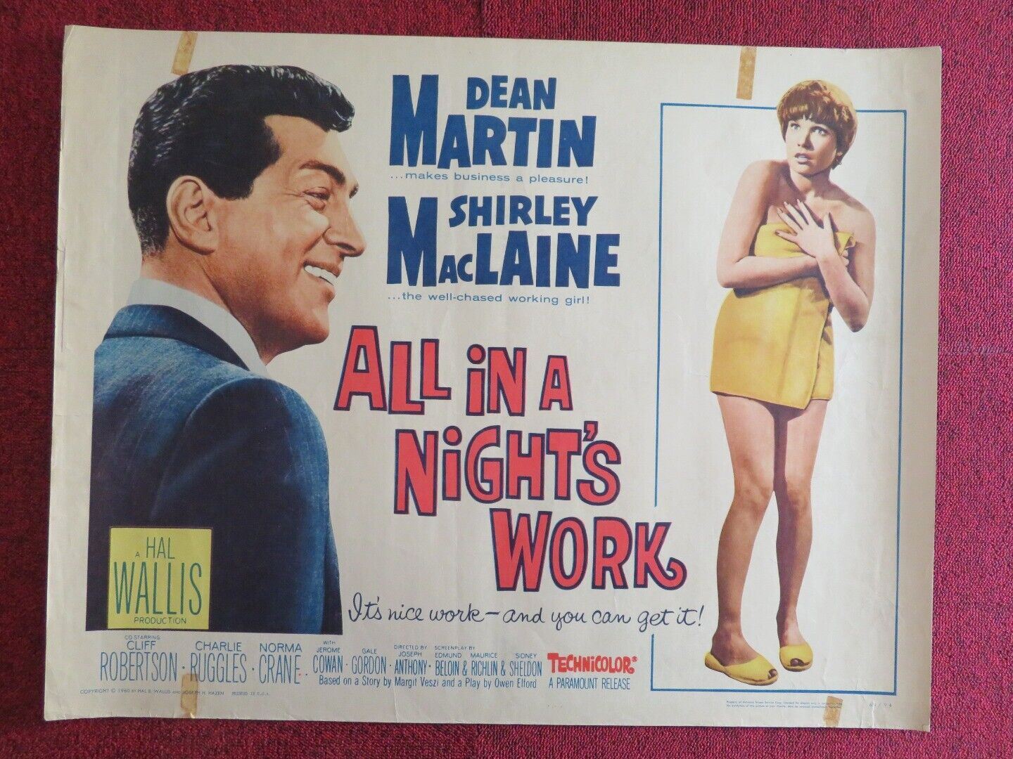 ALL IN A NIGHT'S WORK US HALF SHEET (22"x 28") POSTER DEAN MARTIN 1961 - Rendezvous Cinema