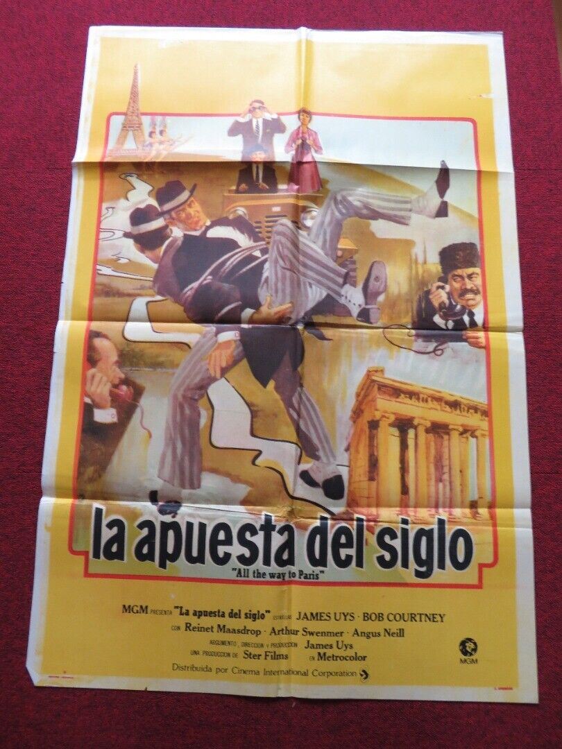 ALL THE WAY TO PARIS FOLDED ARGENTINA ONE SHEET POSTER JAMIE UYS BOB COURTNEY