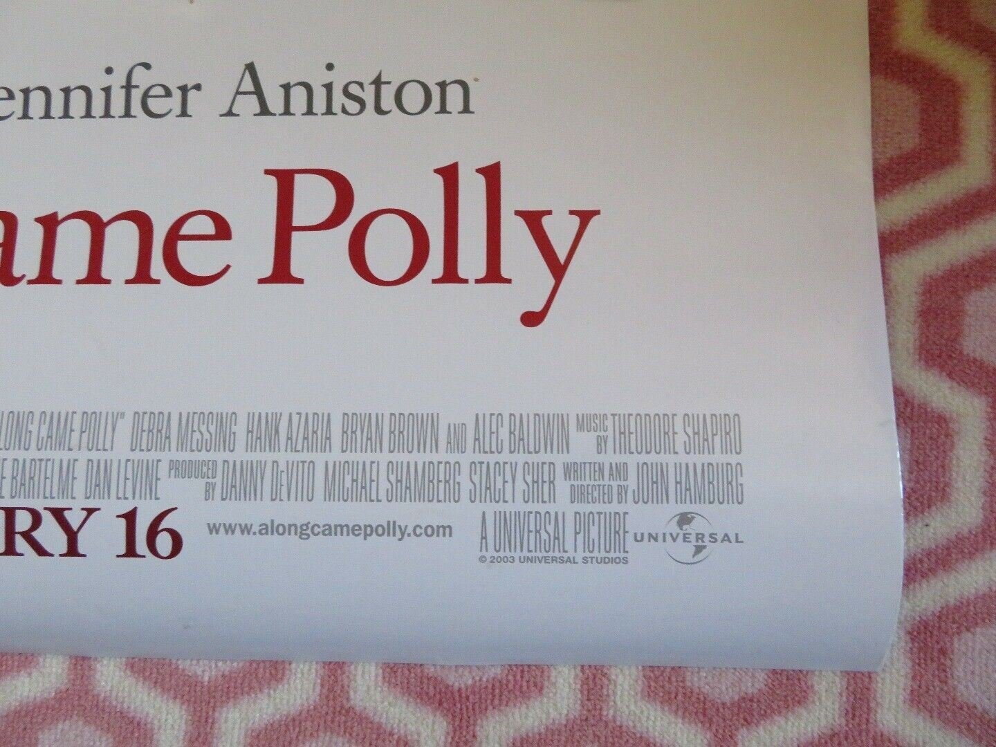 ALONG CAME POLLY US ROLLED POSTER BEN STILLER JENNIFER ANISTON 2004