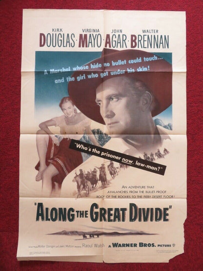 ALONG THE GREAT DIVIDE  FOLDED US ONE SHEET POSTER KIRK DOUGLAS 1951