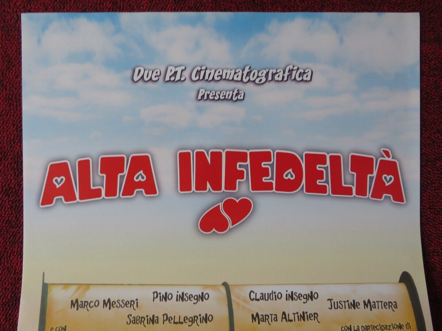 ALTA INFEDELTA  ITALIAN LOCANDINA (26.5"x12.5") POSTER PINO INSEGNO 2010