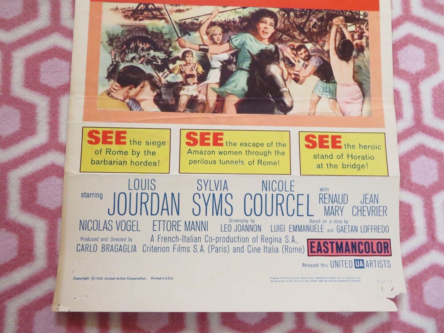 AMAZONS OF ROME US INSERT (14"x 36") POSTER LOUIS JOURDAN SYLVIA SYMS 1963