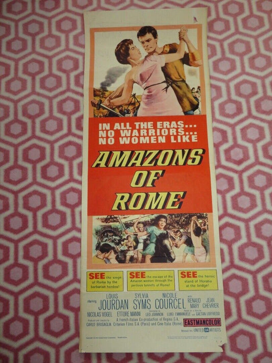 AMAZONS OF ROME US INSERT (14"x 36") POSTER LOUIS JOURDAN SYLVIA SYMS 1963