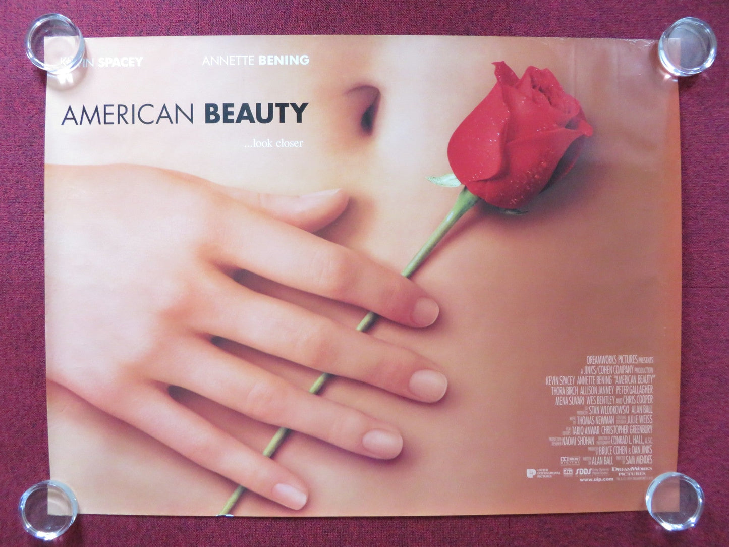 AMERICAN BEAUTY UK QUAD (30"x 40") ROLLED POSTER KEVIN SPACEY MENA SUVARI 1999