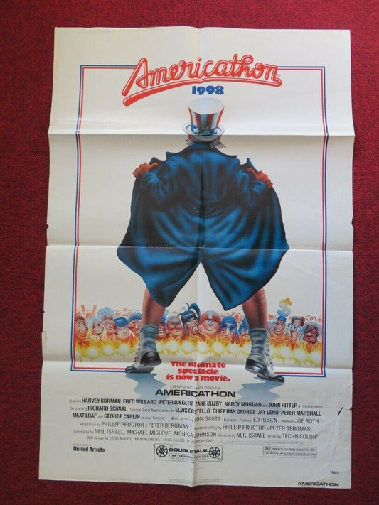 AMERICATHON FOLDED US ONE SHEET POSTER HARVEY KORMAN MEAT LOAF 1979