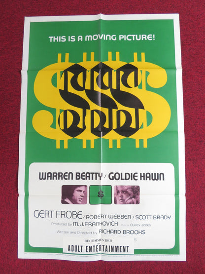 $ DOLLAR FOLDED US ONE SHEET POSTER WARREN BEATTY GOLDIE HAWN 1971 - Rendezvous Cinema