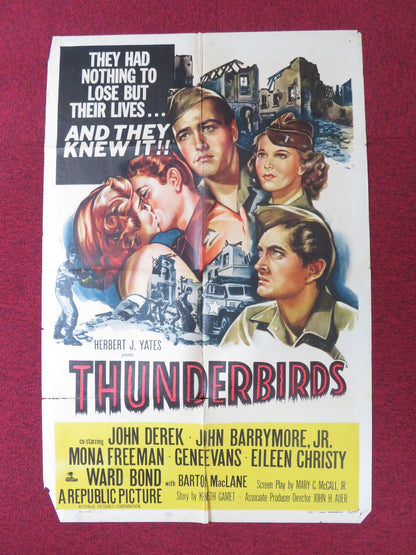 THUNDERBIRDS FOLDED US ONE SHEET POSTER JOHN DEREK JOHN DREW BARRYMORE 1952