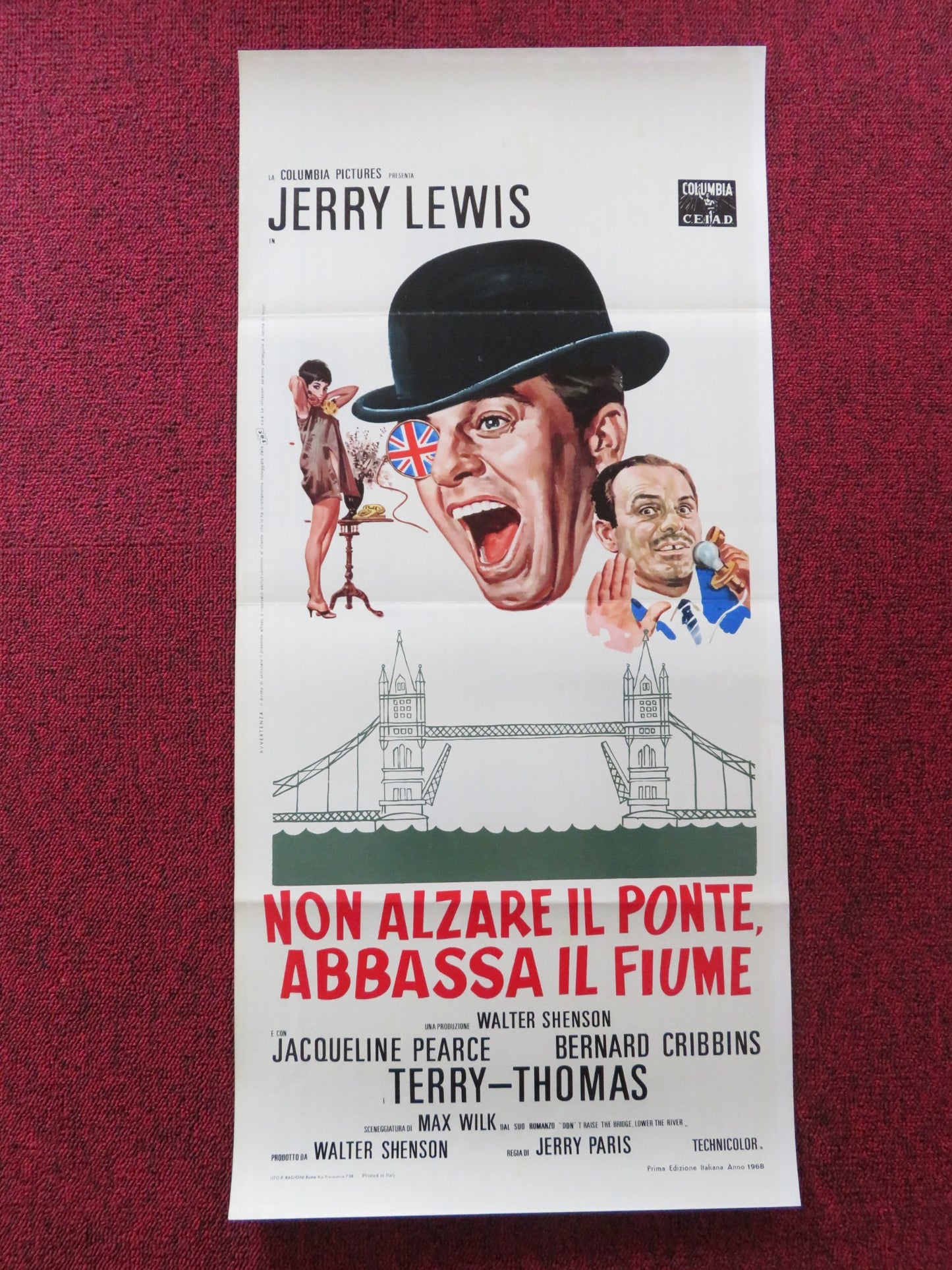 DON'T RAISE THE BRIDGE, LOWER THE RIVER ITALIAN LOCANDINA POSTER J. LEWIS 1968