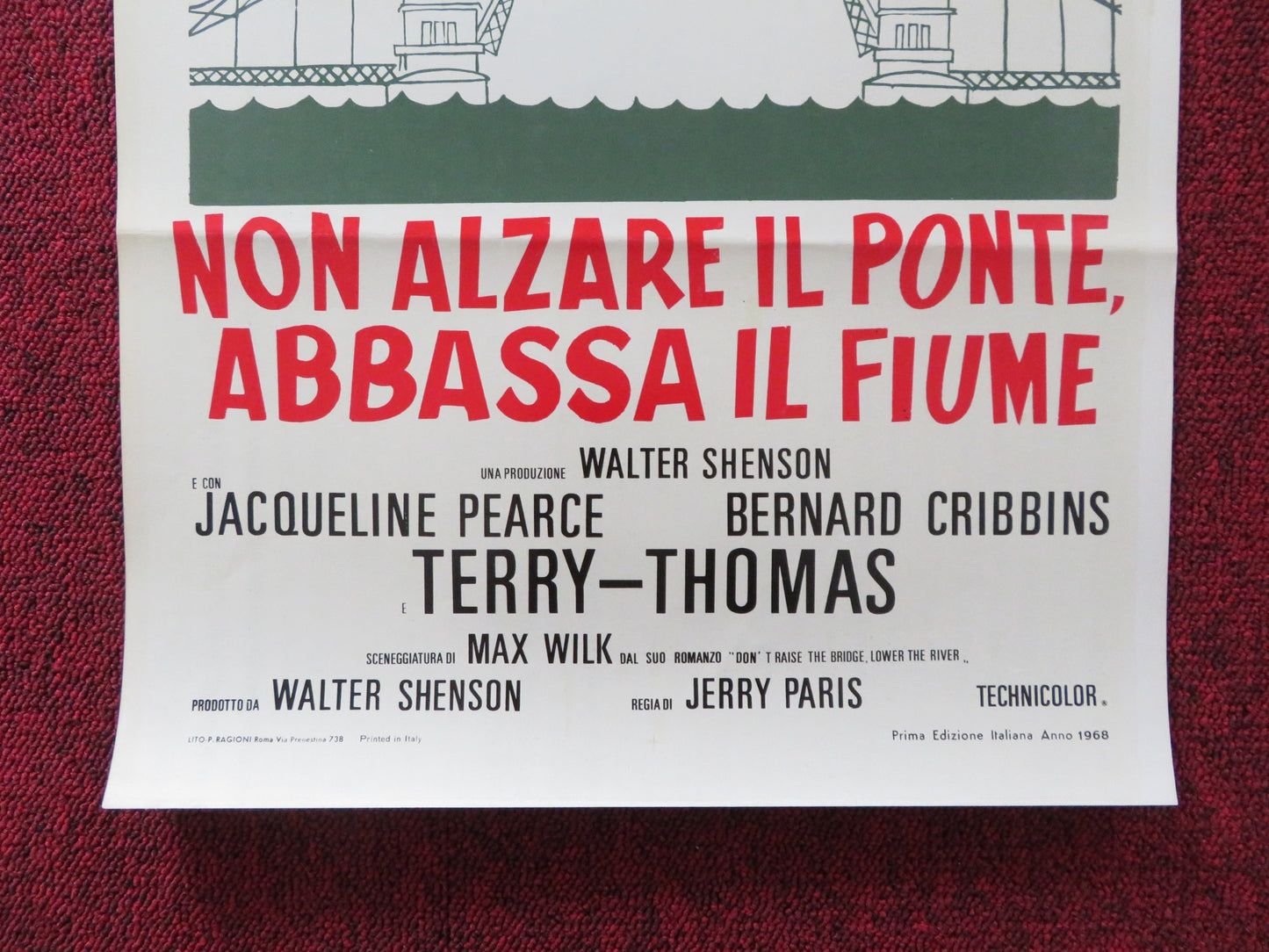 DON'T RAISE THE BRIDGE, LOWER THE RIVER ITALIAN LOCANDINA POSTER J. LEWIS 1968