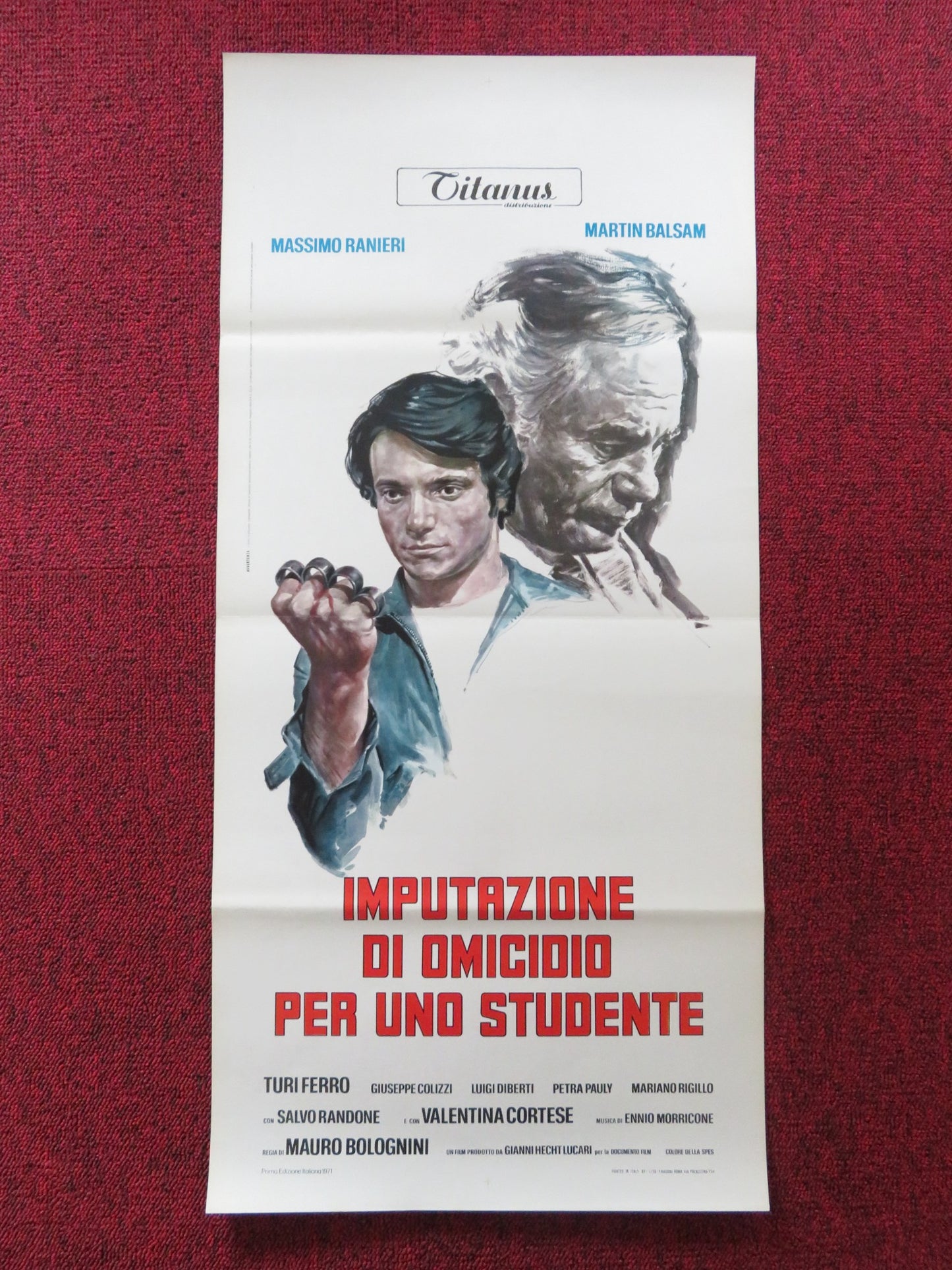 IMPUTAZIONE DI OMICIDIO PER UNO STUDENTE ITALIAN LOCANDINA POSTER RANIERI 1971