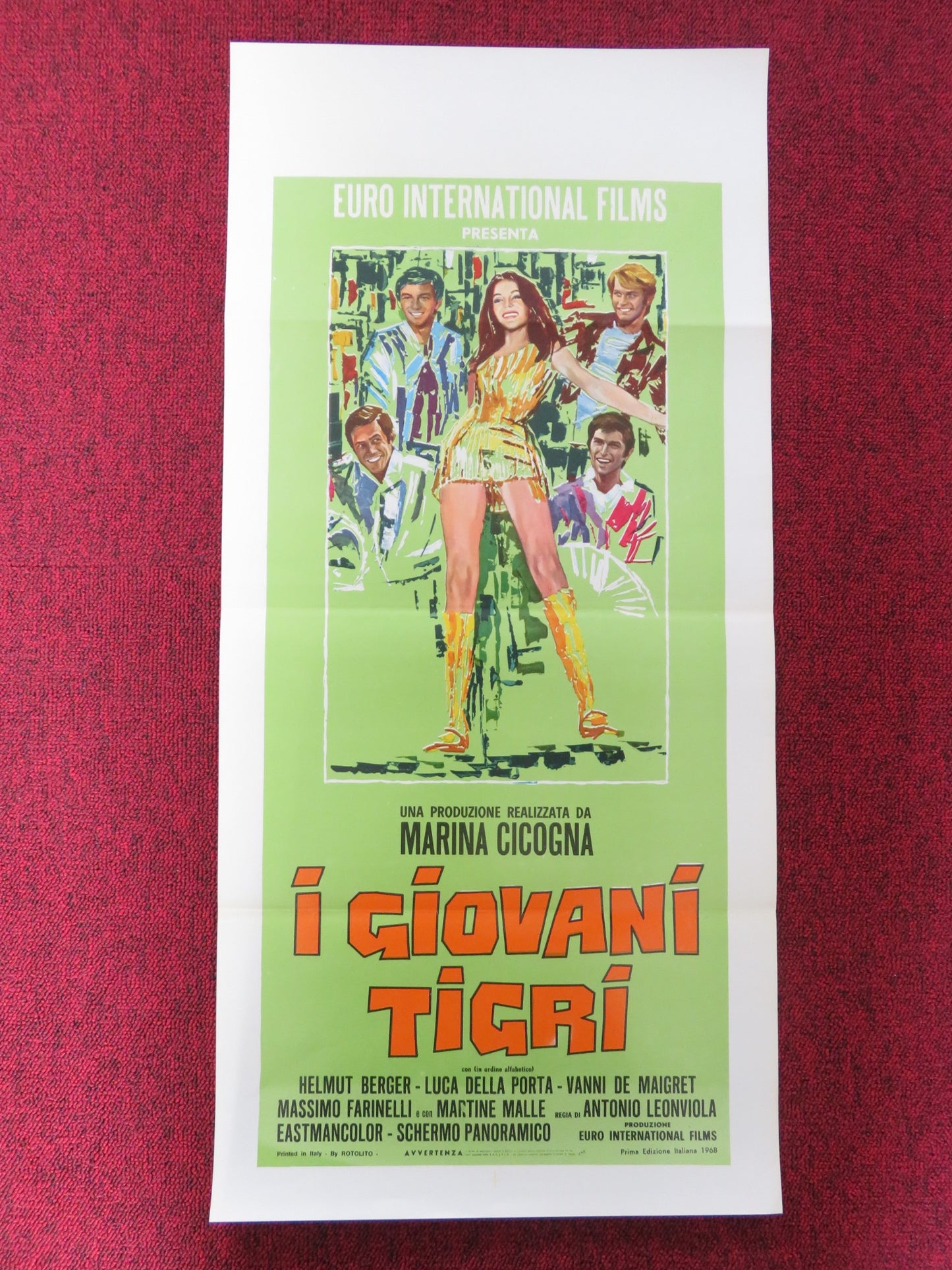 I GIOVANI TIGRI ITALIAN LOCANDINA POSTER HELMUT BERGER LUCA DELLA PORTA 1968