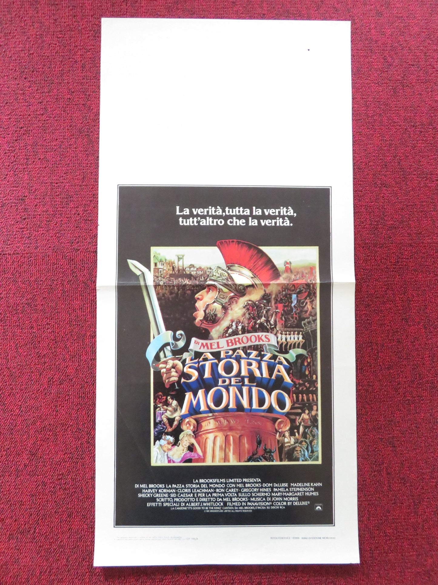 HISTORY OF THE WORLD: PART I ITALIAN LOCANDINA POSTER MEL BROOKS D. DELUISE 1982