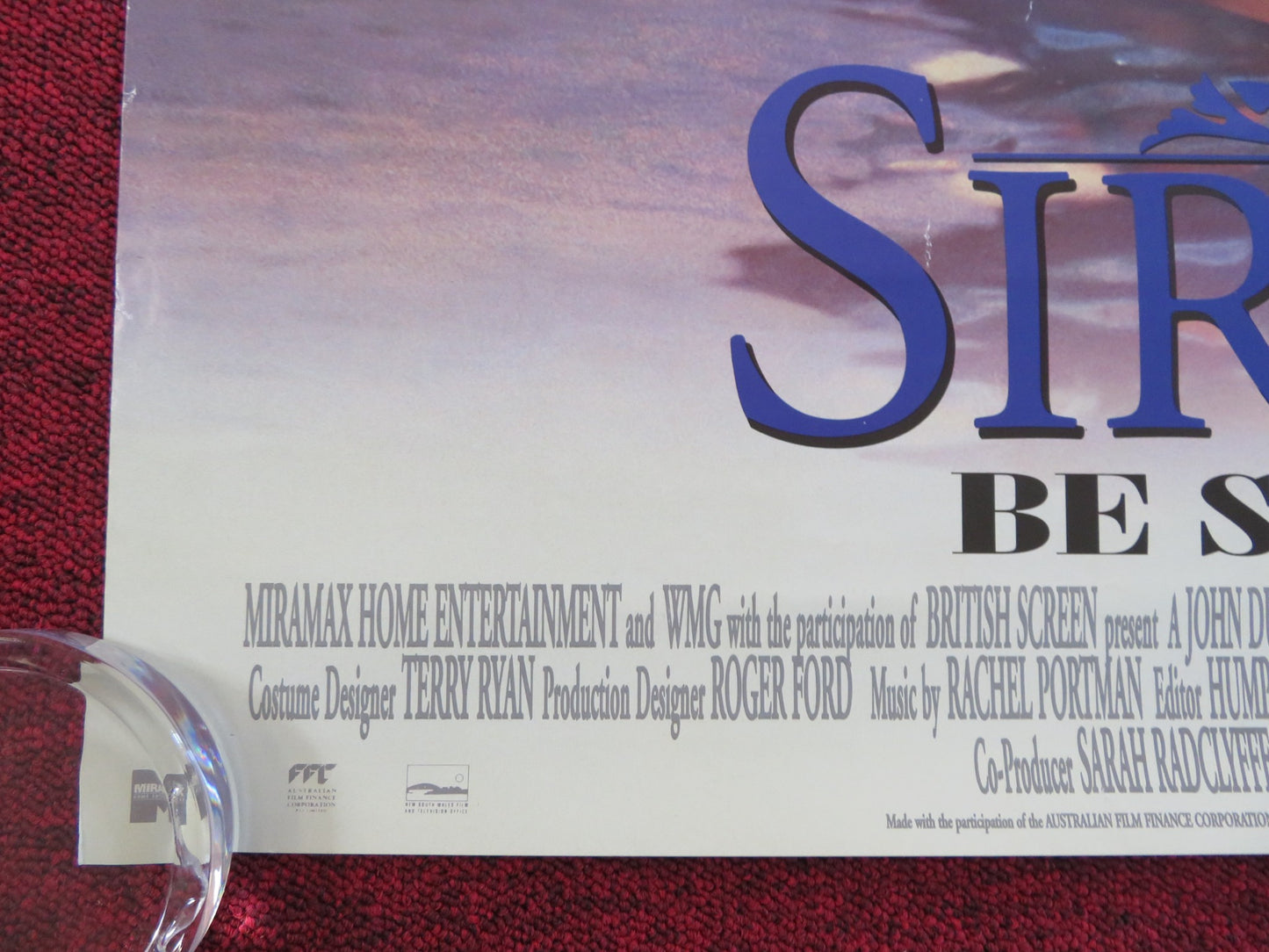 SIRENS VHS VIDEO POSTER ROLLED HUGH GRANT TARA FITZGERALD 1994